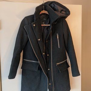 Forever 21 Black Peacoat with hood